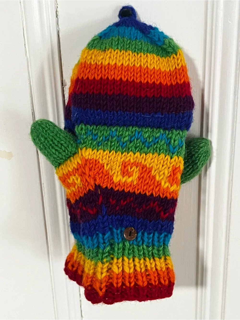 Pride Rainbow Convertible Mittens / Fingerless gloves 100% Wool Fleece Lined